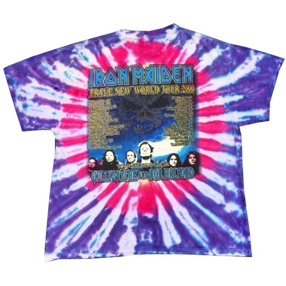VINTAGE IRON MAIDEN TYE DYE T-SHIRT💛💜